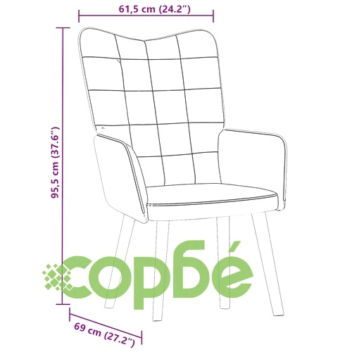 Релакс стол от кадифе в тъмносив цвят, 61,5 x 69 x 95,5 см ➤ топ цена ➤ sorbe.bg