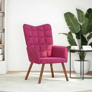 Релакс стол от кадифе в наситено виненочервен цвят, размери 61,5 x 69 x 95,5 см