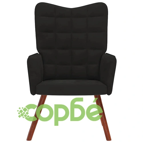 Релакс стол от черно кадифе с дървени крака 61,5x69x95,5 см ➤ топ цена ➤ sorbe.bg