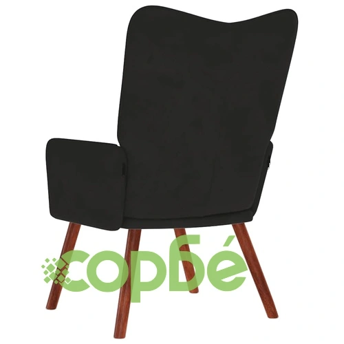 Релакс стол от черно кадифе с дървени крака 61,5x69x95,5 см ➤ топ цена ➤ sorbe.bg