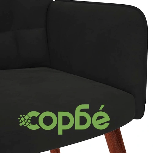 Релакс стол от черно кадифе с дървени крака 61,5x69x95,5 см ➤ топ цена ➤ sorbe.bg