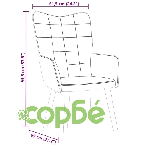 Релакс стол от черно кадифе с дървени крака 61,5x69x95,5 см ➤ топ цена ➤ sorbe.bg