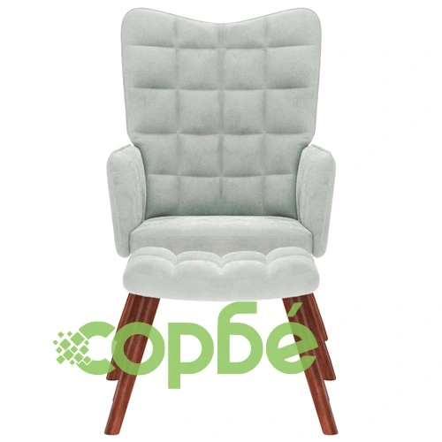 Релакс стол с табуретка от кадифе, светлосив, 61,5 x 69 x 95,5 см ➤ топ цена ➤ sorbe.bg