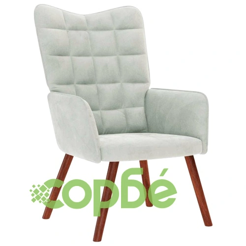 Релакс стол с табуретка от кадифе, светлосив, 61,5 x 69 x 95,5 см ➤ топ цена ➤ sorbe.bg