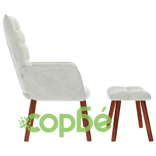 Релакс стол с табуретка от кадифе, светлосив, 61,5 x 69 x 95,5 см ➤ топ цена ➤ sorbe.bg