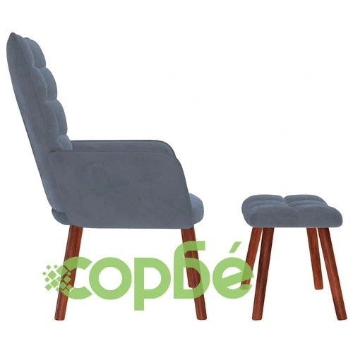 Релаксиращ стол с табуретка от кадифе, тъмносив, 61,5 x 69 x 95,5 см ➤ топ цена ➤ sorbe.bg