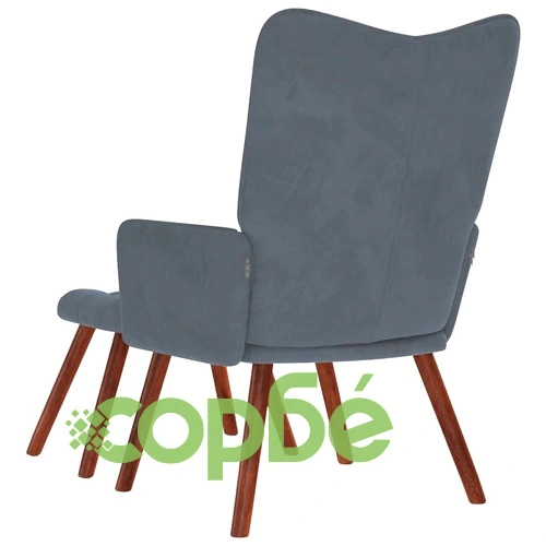 Релаксиращ стол с табуретка от кадифе, тъмносив, 61,5 x 69 x 95,5 см ➤ топ цена ➤ sorbe.bg