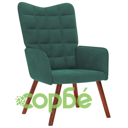 Релакс стол с табуретка от кадифе, тъмнозелен, 61,5 x 69 x 95,5 см ➤ топ цена ➤ sorbe.bg