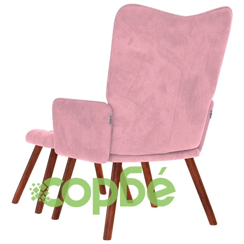 Луксозен Релакс Стол с Табуретка от Розово Кадифе ➤ топ цена ➤ sorbe.bg