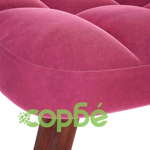 Луксозен релакс стол с табуретка от кадифе, виненочервен ➤ топ цена ➤ sorbe.bg