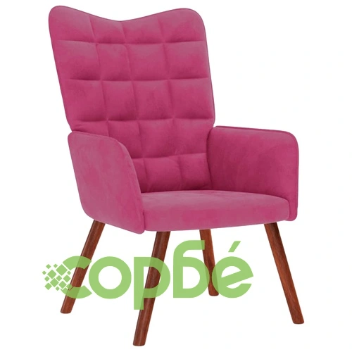 Луксозен релакс стол с табуретка от кадифе, виненочервен ➤ топ цена ➤ sorbe.bg