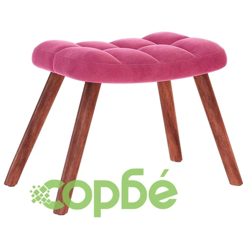 Луксозен релакс стол с табуретка от кадифе, виненочервен ➤ топ цена ➤ sorbe.bg