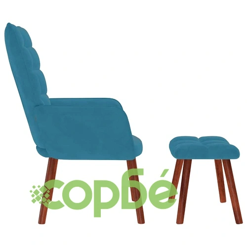 Релакс стол с табуретка от синьо кадифе, 61,5 x 69 x 95,5 см ➤ топ цена ➤ sorbe.bg