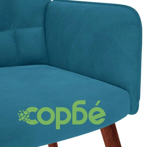 Релакс стол с табуретка от синьо кадифе, 61,5 x 69 x 95,5 см ➤ топ цена ➤ sorbe.bg