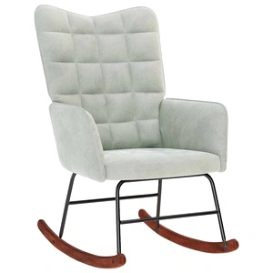 Луксозен люлеещ се стол от кадифе в светлосив цвят - 61 x 78 x 98 см