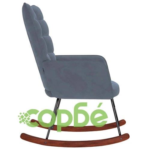 Луксозен люлеещ стол от кадифе, тъмносив, 61 x 78 x 98 см ➤ топ цена ➤ sorbe.bg