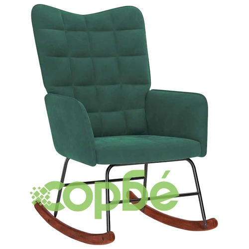 Люлеещ стол от кадифе в тъмнозелен цвят, 61 x 78 x 98 см ➤ топ цена ➤ sorbe.bg