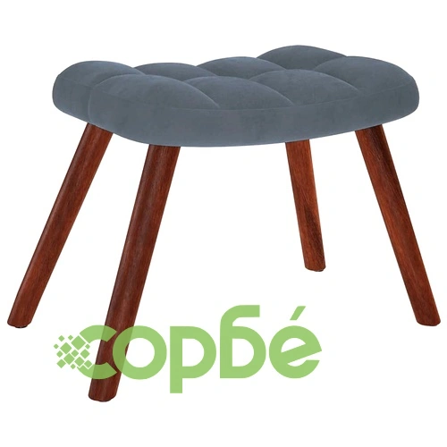 Луксозен Люлеещ се Стол с Табуретка от Тъмно Сиво Кадифе и Дървена Рамка ➤ топ цена ➤ sorbe.bg