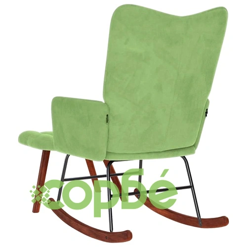 Луксозен Люлеещ се Стол с Табуретка от Светлозелено Кадифе - 61x78x98 см ➤ топ цена ➤ sorbe.bg