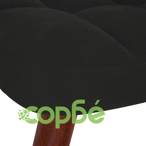 Люлеещ се стол с табуретка от черно кадифе - 61 x 78 x 98 см ➤ топ цена ➤ sorbe.bg