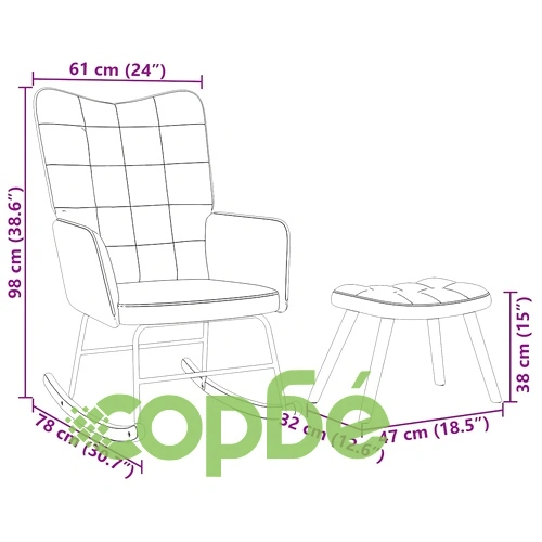 Люлеещ се стол с табуретка от черно кадифе - 61 x 78 x 98 см ➤ топ цена ➤ sorbe.bg