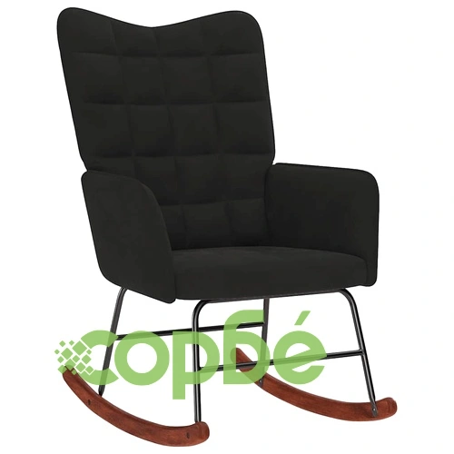 Люлеещ се стол с табуретка от черно кадифе - 61 x 78 x 98 см ➤ топ цена ➤ sorbe.bg