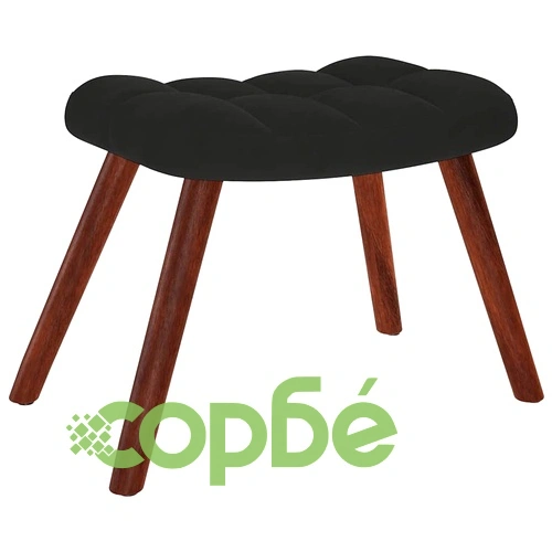 Люлеещ се стол с табуретка от черно кадифе - 61 x 78 x 98 см ➤ топ цена ➤ sorbe.bg