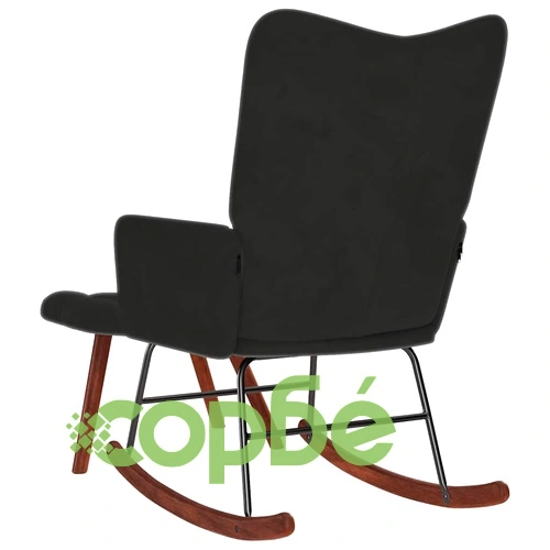 Люлеещ се стол с табуретка от черно кадифе - 61 x 78 x 98 см ➤ топ цена ➤ sorbe.bg