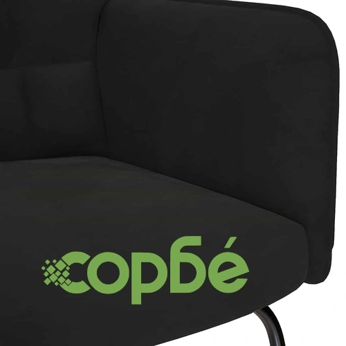 Люлеещ се стол с табуретка от черно кадифе - 61 x 78 x 98 см ➤ топ цена ➤ sorbe.bg