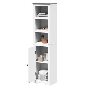 Висок Шкаф за Баня BODO от Масивна Борова Дървесина в Бяло 44x30x160 cm