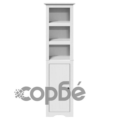 Висок Шкаф за Баня BODO от Масивна Борова Дървесина в Бяло 44x30x160 cm ➤ топ цена ➤ sorbe.bg