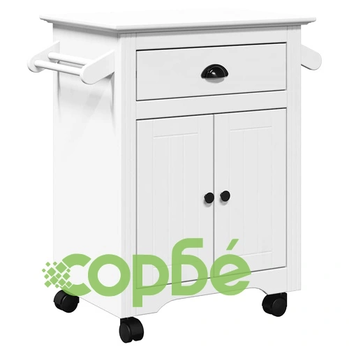 Кухненска количка BODO от масивна борова дървесина - Бяла 72x45x80 cm ➤ топ цена ➤ sorbe.bg