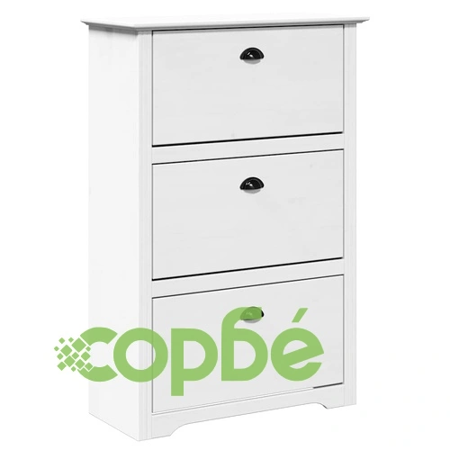 L-образен стелаж за обувки BODO от масивна борова дървесина, бял, 80x35x118 см ➤ топ цена ➤ sorbe.bg