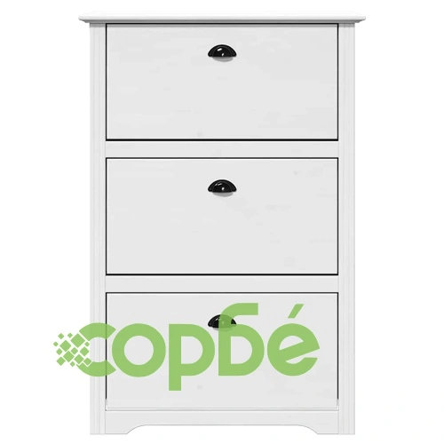 L-образен стелаж за обувки BODO от масивна борова дървесина, бял, 80x35x118 см ➤ топ цена ➤ sorbe.bg