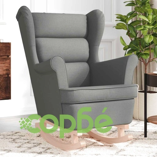 Люлеещ се стол от плат в тъмно сив цвят с размери 74x90x102 cm ➤ топ цена ➤ sorbe.bg