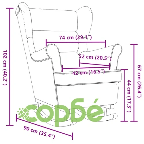 Люлеещ се стол от плат в тъмно сив цвят с размери 74x90x102 cm ➤ топ цена ➤ sorbe.bg