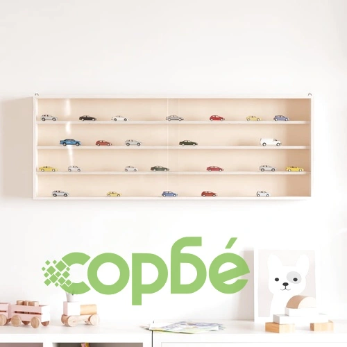 Стенна витрина от шперплат с прозрачни врати 100x8,5x37 см ➤ топ цена ➤ sorbe.bg