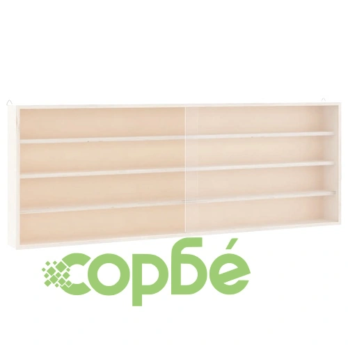 Стенна витрина от шперплат с прозрачни врати 100x8,5x37 см ➤ топ цена ➤ sorbe.bg