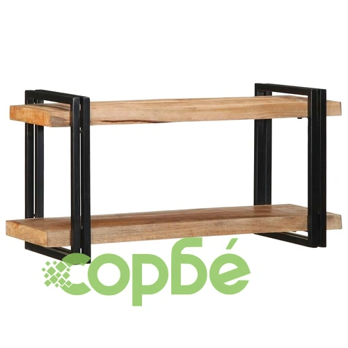 Стенен рафт от масивно манго дърво 90x33x45 cm - Рустик дизайн ➤ топ цена ➤ sorbe.bg