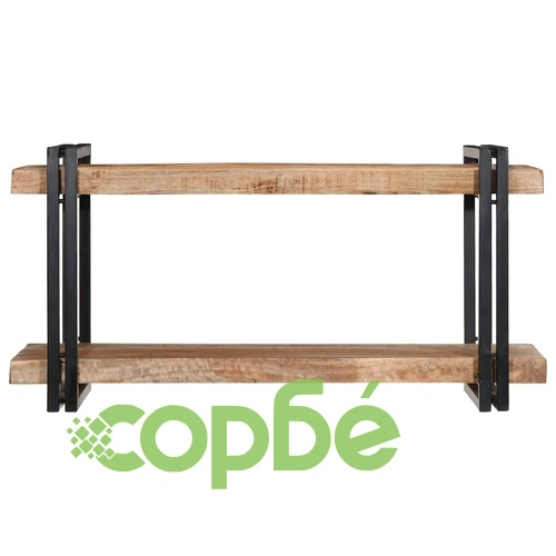 Стенен рафт от масивно манго дърво 90x33x45 cm - Рустик дизайн ➤ топ цена ➤ sorbe.bg