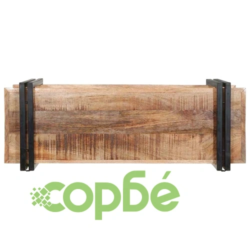 Стенен рафт от масивно манго дърво 90x33x45 cm - Рустик дизайн ➤ топ цена ➤ sorbe.bg