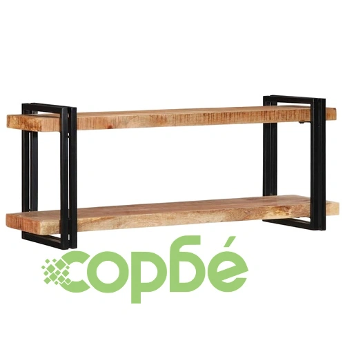 Стенен рафт от масивно манго дърво 110x33x45 cm - Ръчна изработка ➤ топ цена ➤ sorbe.bg