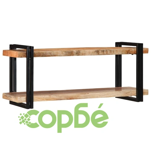Стенен рафт от масивно манго дърво 110x33x45 cm - Ръчна изработка ➤ топ цена ➤ sorbe.bg