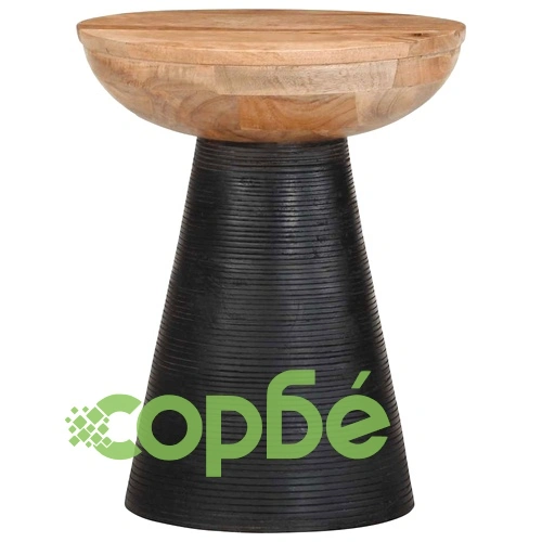 Кръгла странична маса от масивно манго дърво, черна, 37x45 cm ➤ топ цена ➤ sorbe.bg