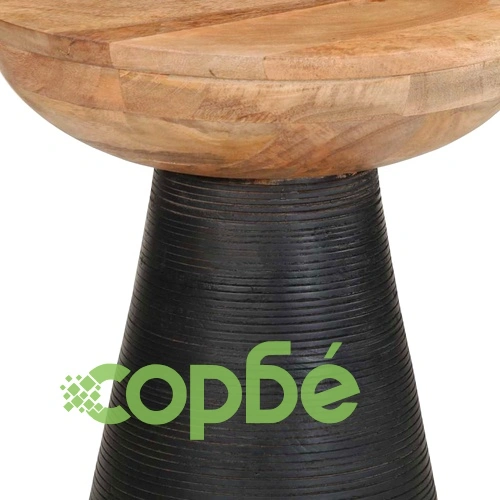 Кръгла странична маса от масивно манго дърво, черна, 37x45 cm ➤ топ цена ➤ sorbe.bg