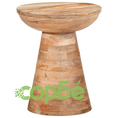 Кръгла странична маса от масивно манго дърво 37x45 cm с пясъкоструйно покритие ➤ топ цена ➤ sorbe.bg