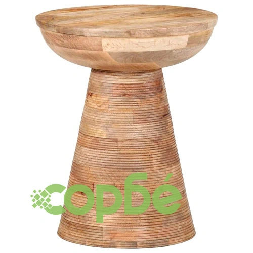 Кръгла странична маса от масивно манго дърво 37x45 cm с пясъкоструйно покритие ➤ топ цена ➤ sorbe.bg