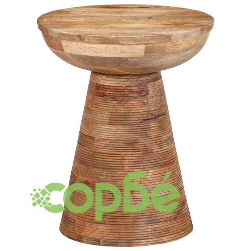 Кръгла странична маса от масивно манго дърво 37x45 cm с пясъкоструйно покритие ➤ топ цена ➤ sorbe.bg