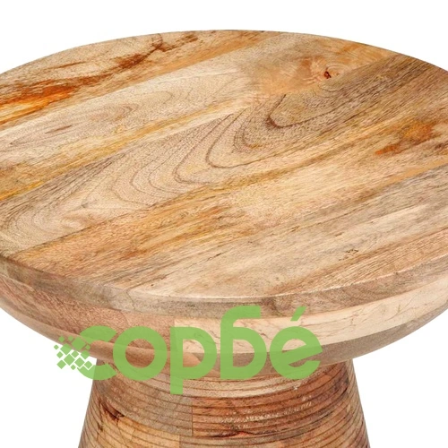 Кръгла странична маса от масивно манго дърво 37x45 cm с пясъкоструйно покритие ➤ топ цена ➤ sorbe.bg