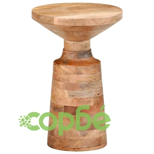 Кръгла странична маса от масивно манго дърво 33x50 cm с пясъкоструйно покритие ➤ топ цена ➤ sorbe.bg